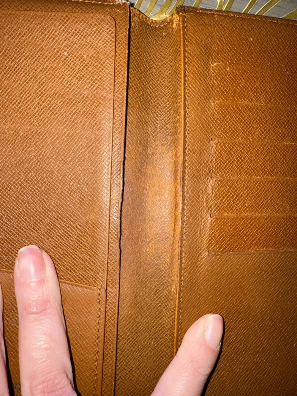 Louis Vuitton Vintage Monogram Long Wallet Dark Brown w Light Brown Monogram COA